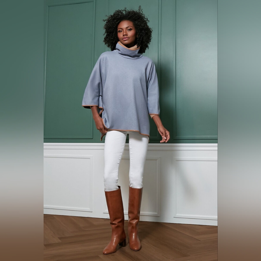 Tuckernuck Slate Leather Trim Funnel Piper Poncho